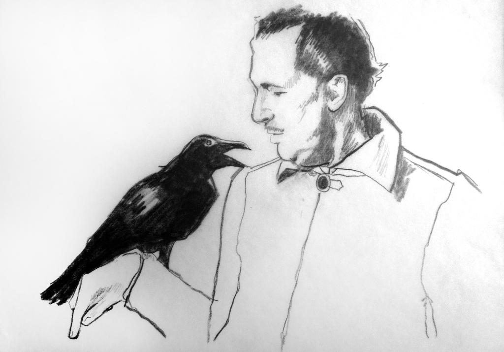 Portrait of Vincent Price (and a raven)
