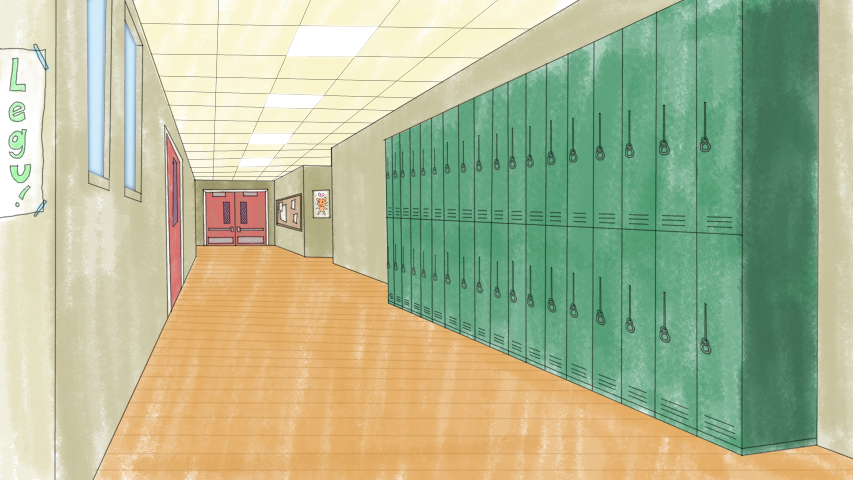 High School Hallway by Moosader