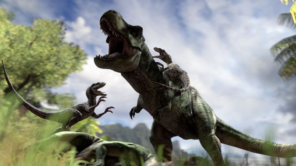 Jurassic Park - TRex vs Velociraptors in Sorna 01 by DracoKhajiit on ...