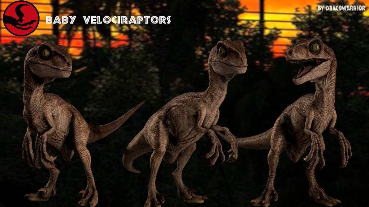 JP - Baby Velociraptors render by DracoKhajiit on DeviantArt