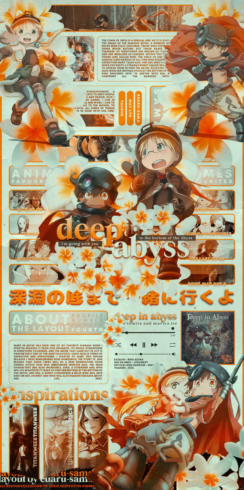 4TH MAL PROFILE - Made in Abyss - Riko and Reg by Euaru-sama on