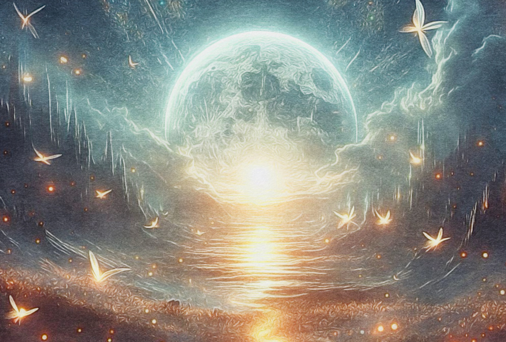 Moon appears to shine and light the sky