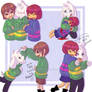 Chara, Asriel, and Frisk