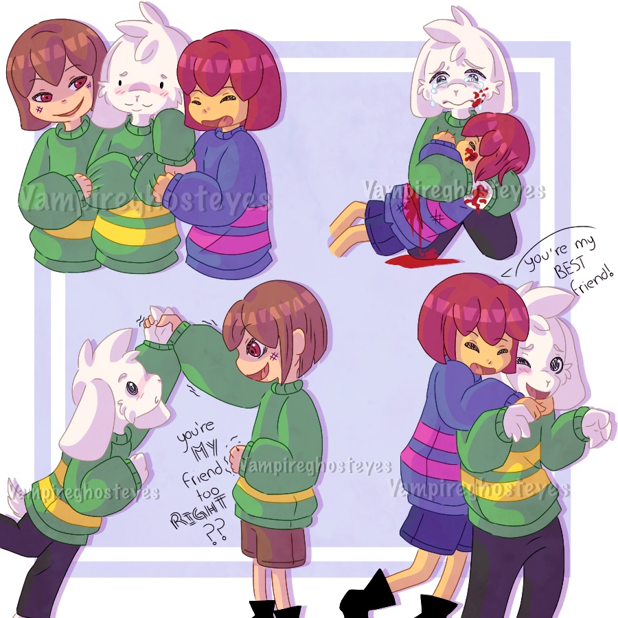 Chara Asriel And Frisk By Vampireghosteyesvc On Deviantart