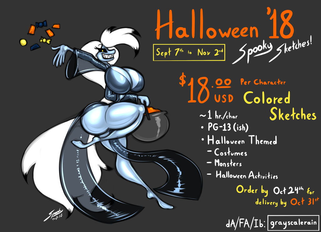 Halloween '18 - Spooky Sketches! by grayscalerain