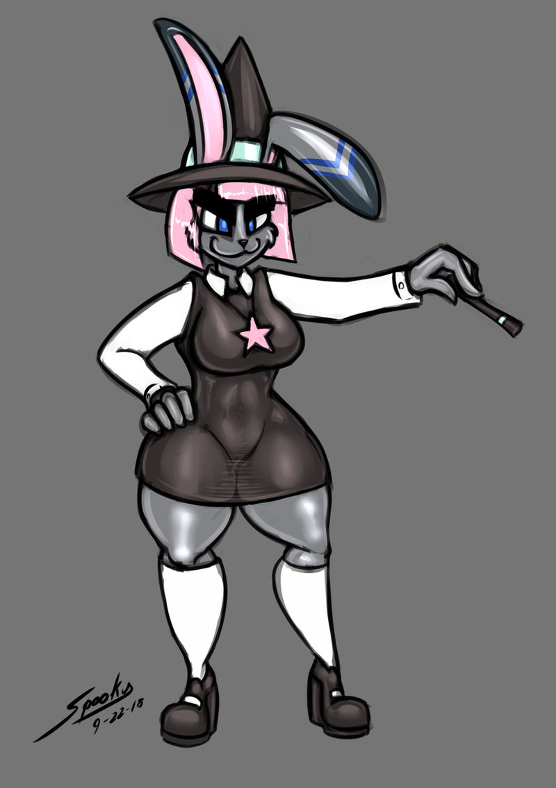 Halloween '18 - A Hotot Bunwitch by grayscalerain