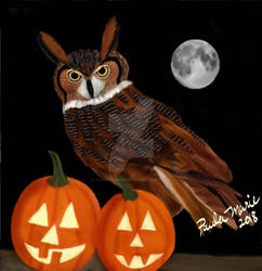 Great Horned Owl Happy Halloween by youlittlemonkey
