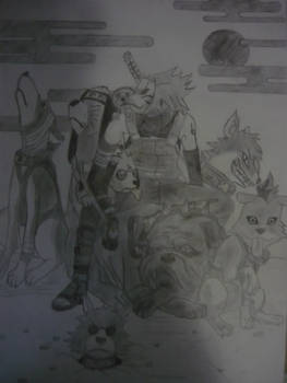 Kakashi with - ninja?- dogs