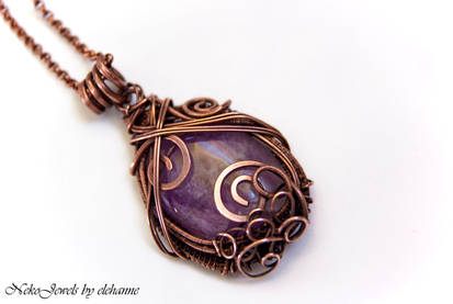 Amethyst and copper elven necklace Harunir