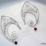 Silver and amethyst elven earcuff