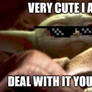 Baby Yoda deal with it meme