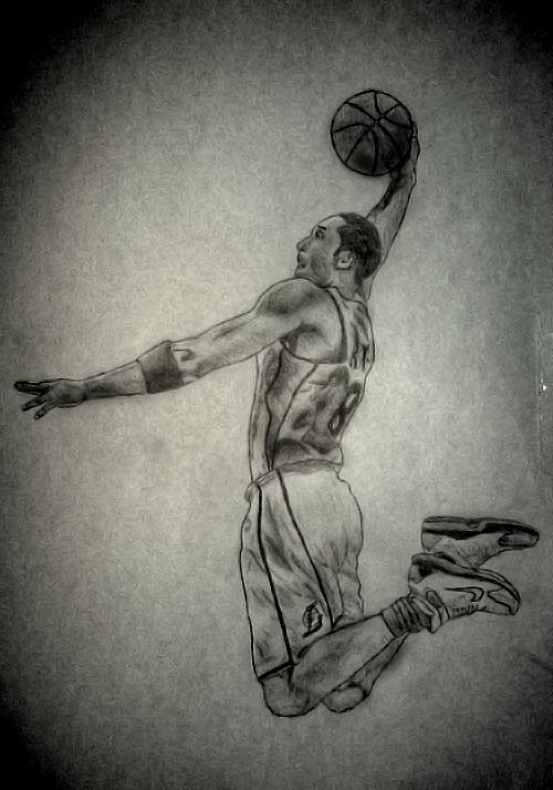 Download Kobe Bryant Basketball Sketch Drawing Wallpaper