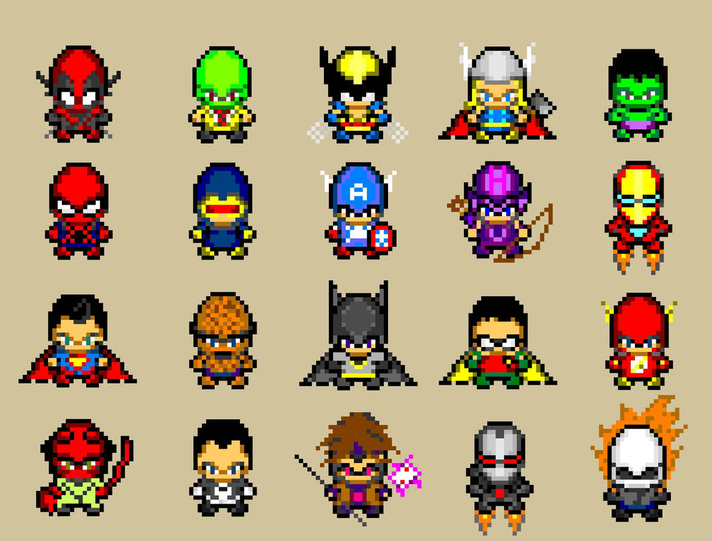 Superheroes pixel art by LordBantermort on DeviantArt