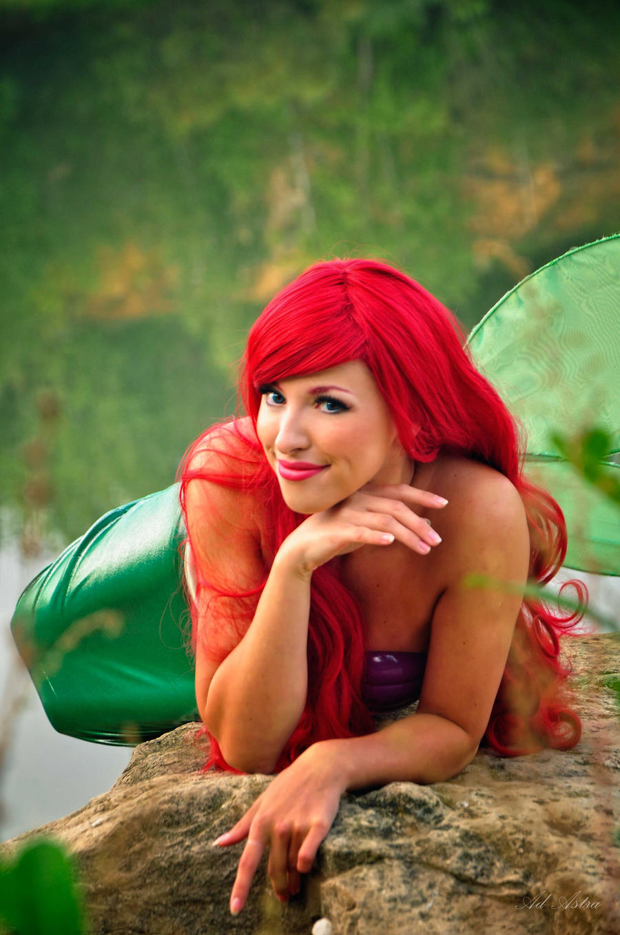 Ariel on a stone cosplay
