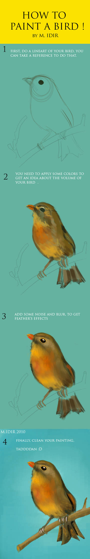 how to draw a little bird