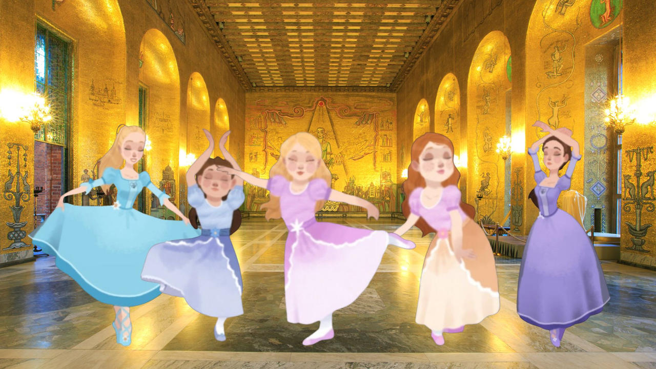 Princess Dancing 5 Youngest Princesses Dance at the Ball.jpg by Luckyjill3 on DeviantArt