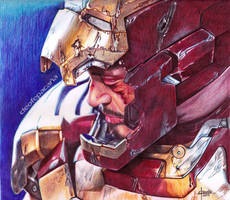 Tony Stark Colored Ballpoint Pen Drawing