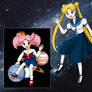 Usagi and Chibiusa in Space