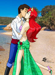 Ariel and Justin Kissing