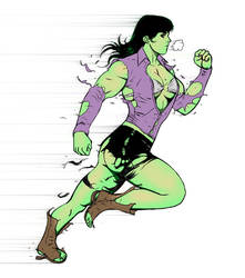 She-Hulk running as she changes!