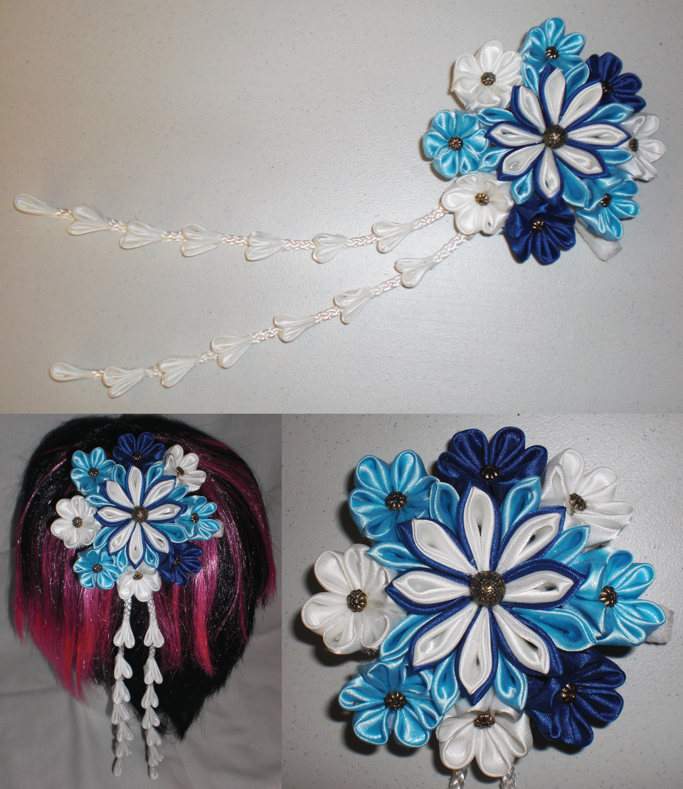 Blue and White Kanzashi