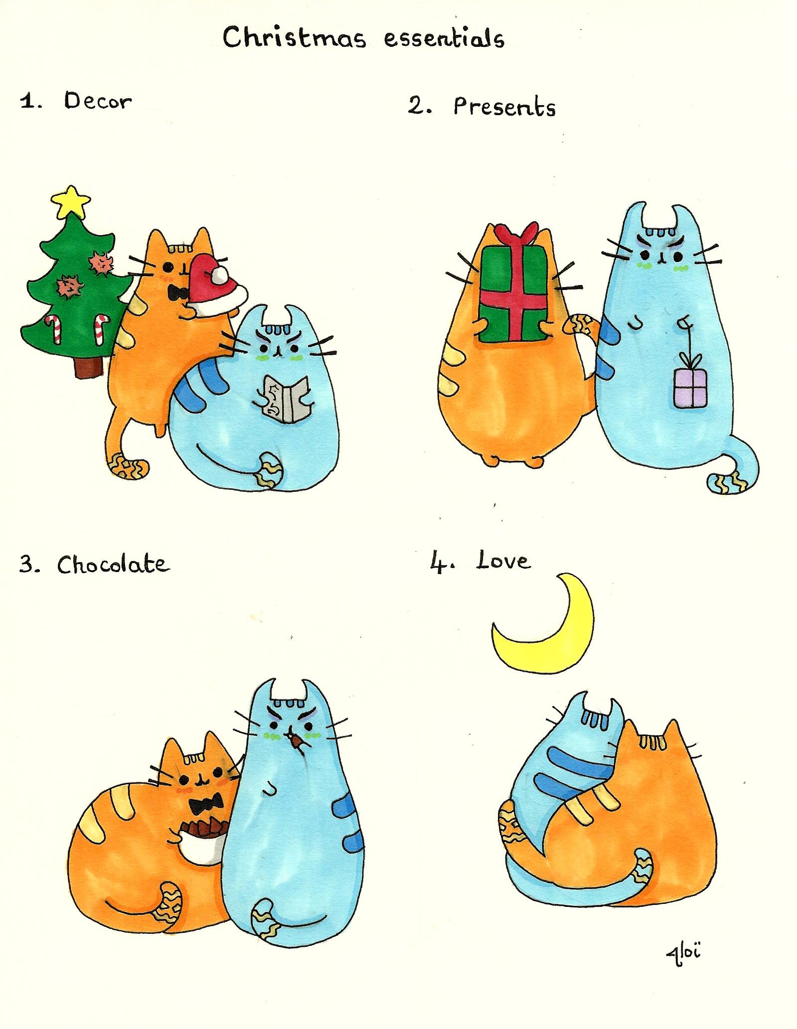 Christmas Pusheen Spirk [Com for Logicallyvulcan]