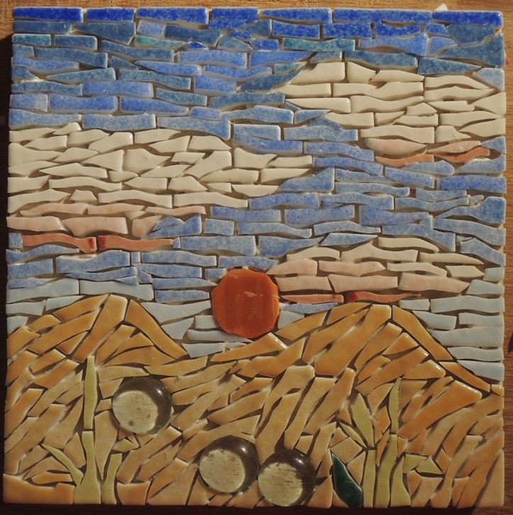 Sunset Box lid - WIP.3: Tiling Finished [Mosaics]