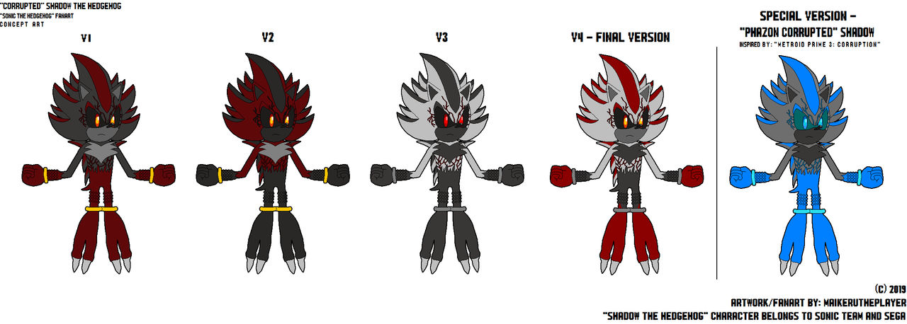 CORRUPTED Shadow The Hegdehog - Color Versions by MaikeruThePlayer on ...