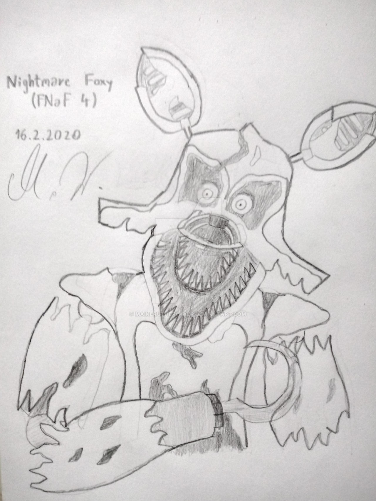 Five Arts At FNAF - Desenho feito por mim #Rafatronic NIGHTMARE FOXY(fnaf  4) Eu fiz com o lápis mais vagabundo que tinha em casa hauhauahaua (Desenho  feito para curtidor)