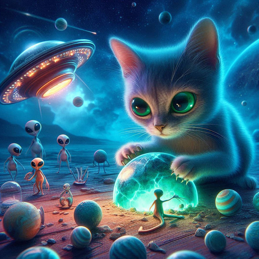 cat and aliens by Gaechka1 on DeviantArt