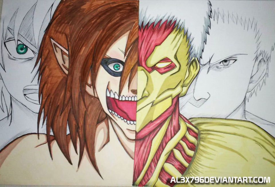 Attack On Titan Eren Vs Reiner Armored Titan draw