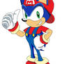 Sonic in Mario outfit