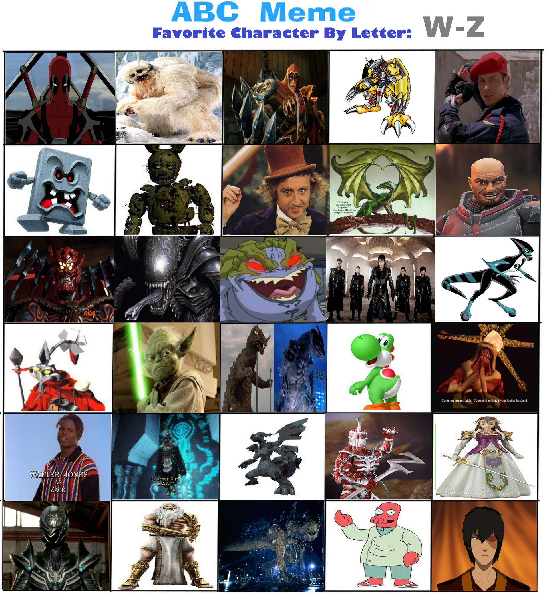 ABC Favorite Character W-Z by CrazyGamerDragon64 on DeviantArt