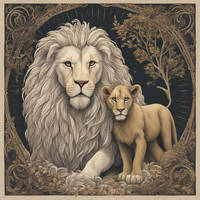 White lion and cub