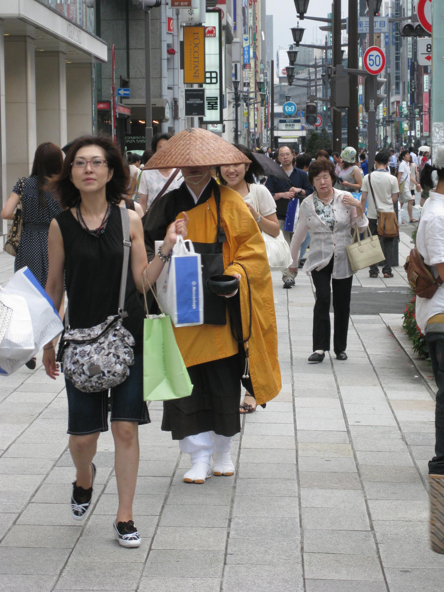 Begging Monk in Ginza, Tokyo