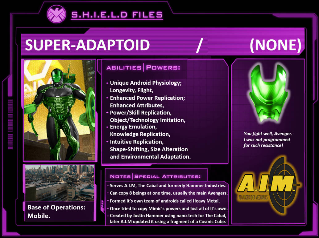 Character Profiles: Super-Adaptoid. by WallyRWest99 on DeviantArt