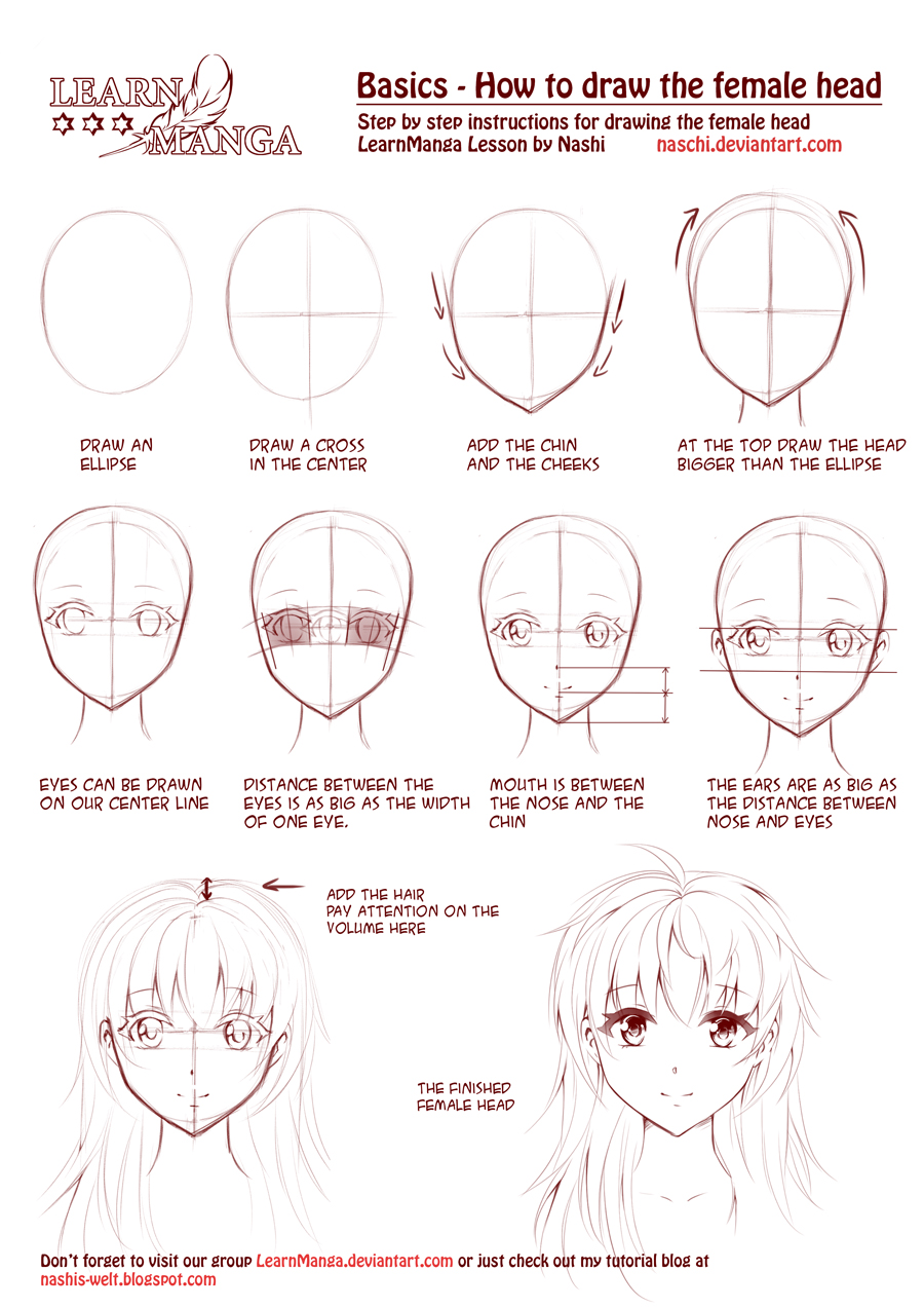 Learn Manga: How to draw the female head front