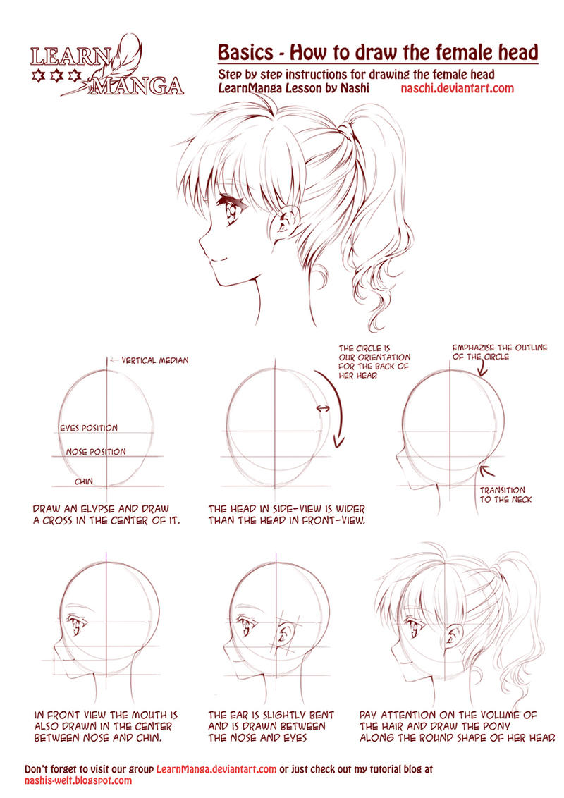 Learn Manga: How to draw the female head side