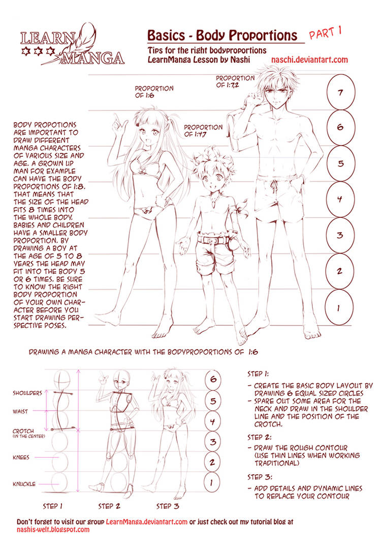 Learn Manga: body proportions by Naschi