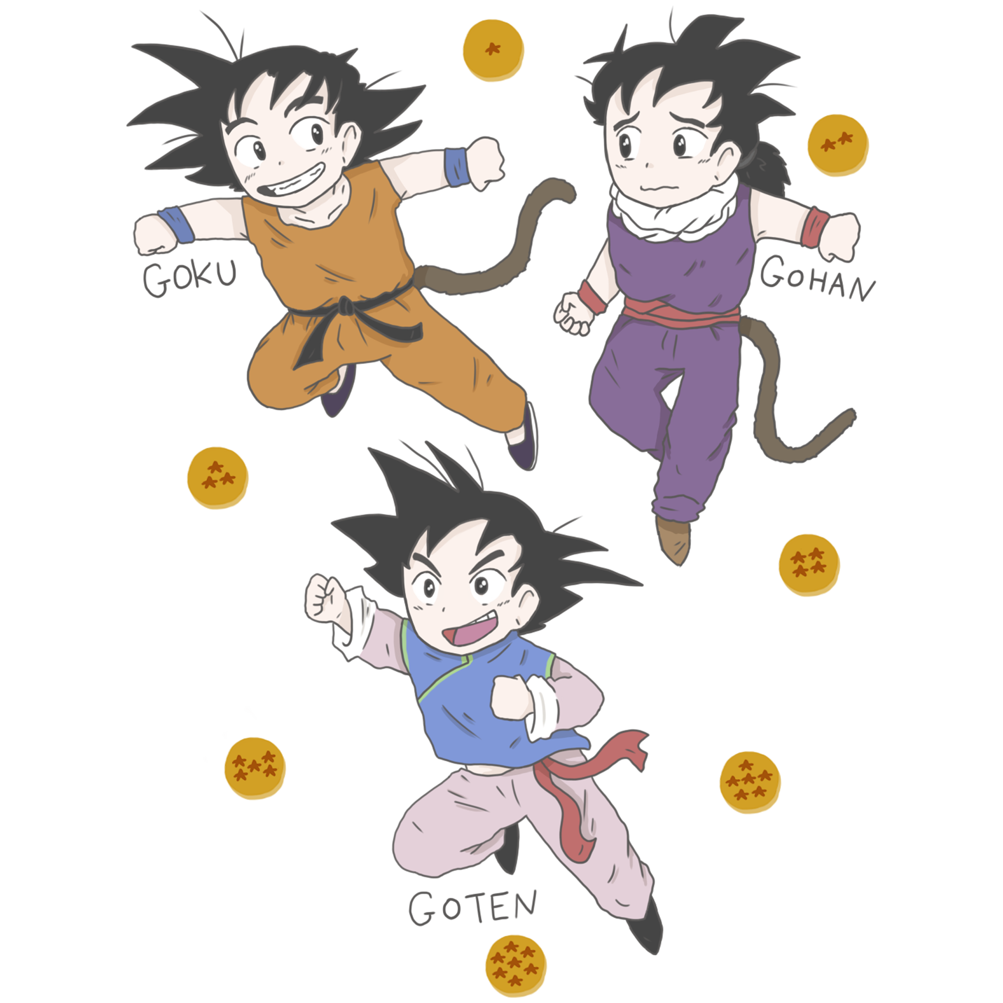 Goku e seus filhos Gohan e Goten by Valdenir9807 on DeviantArt