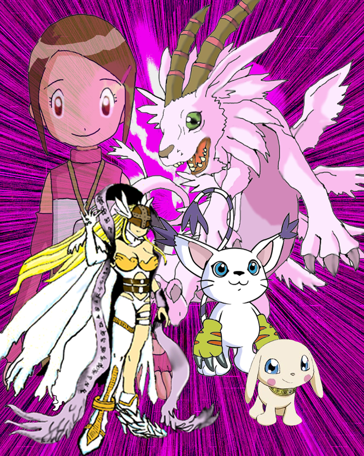 Kari com Sua parceira digimon e suas digievoluções