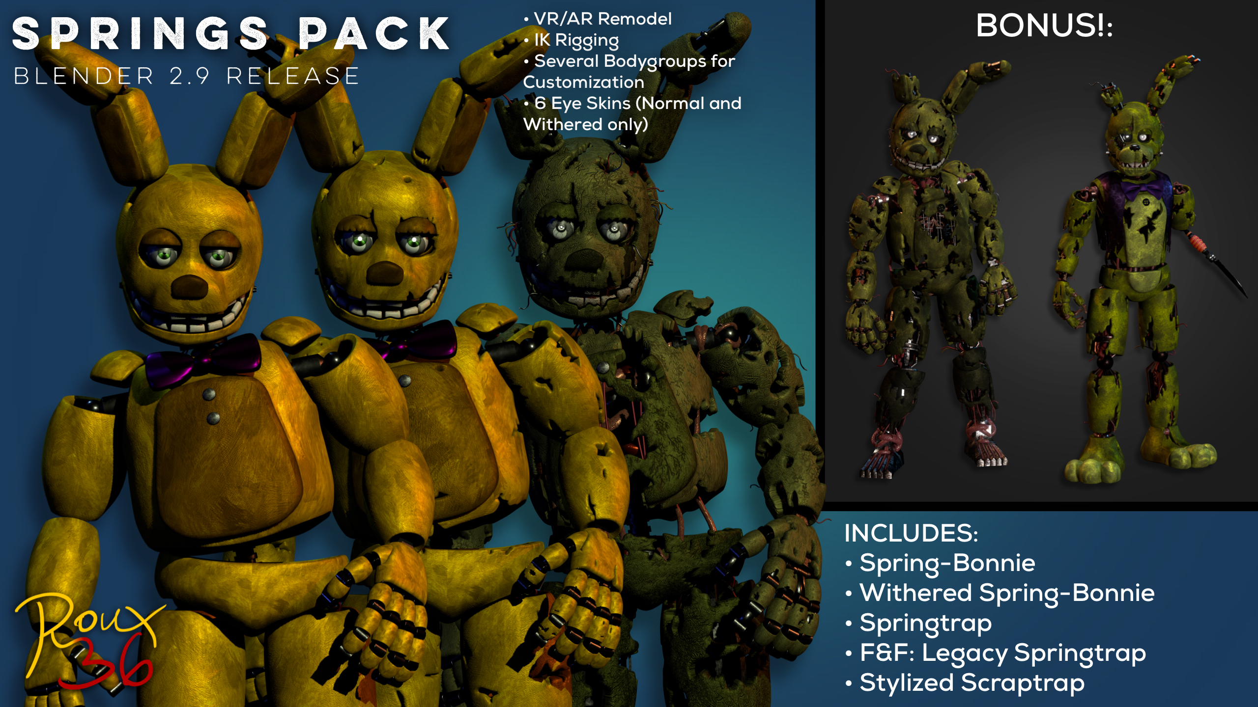 Nightmare Fredbear (UCN Based) and Scraptrap (FNaF 3 Springtrap