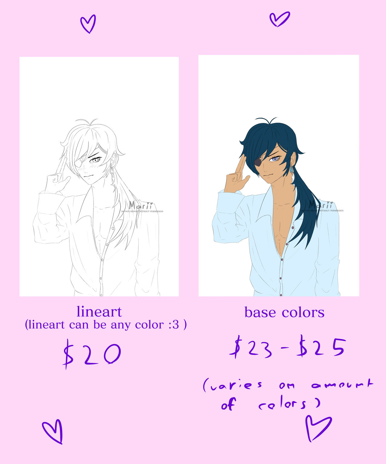 lineart and base colors commission sheet by MariiiChan789 on DeviantArt