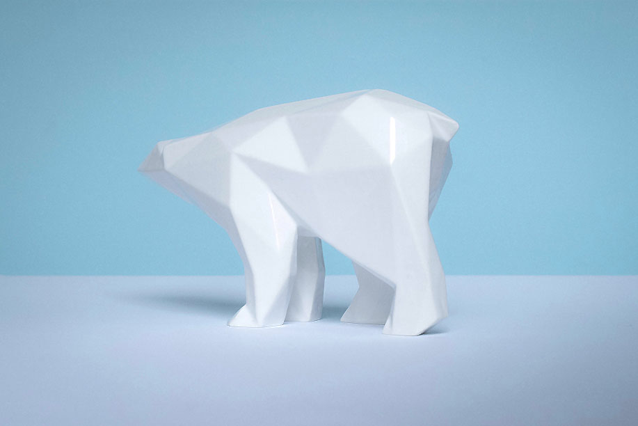 Polygon bear white ceramic