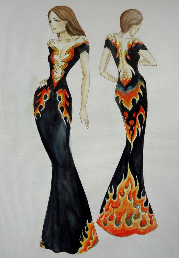 design fire dress drawing BBC - Blast Fashion