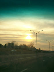 high way sunset