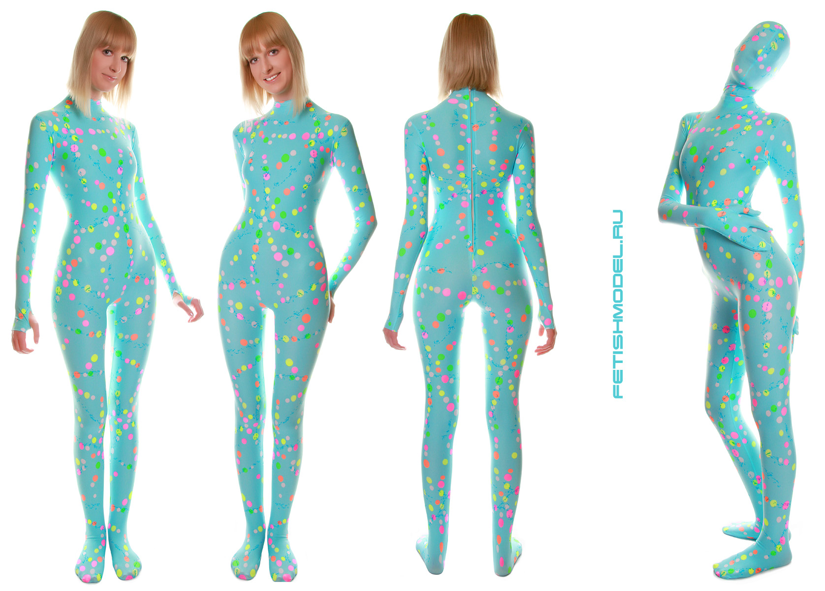 Pyjamas Style Spandex Catsuit. UV reactive.