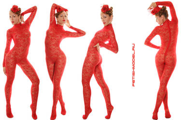 Red Guipure Catsuit