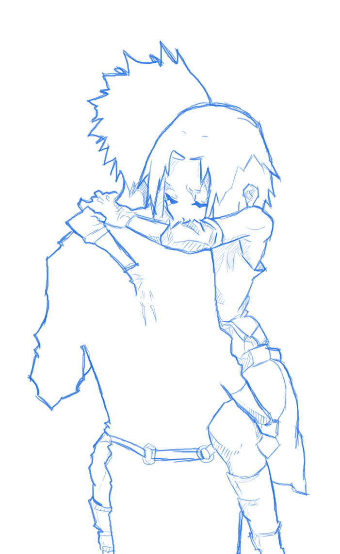 Unfinished Manga Sketch With Boy And Girl Hugging By Alexnjoy On