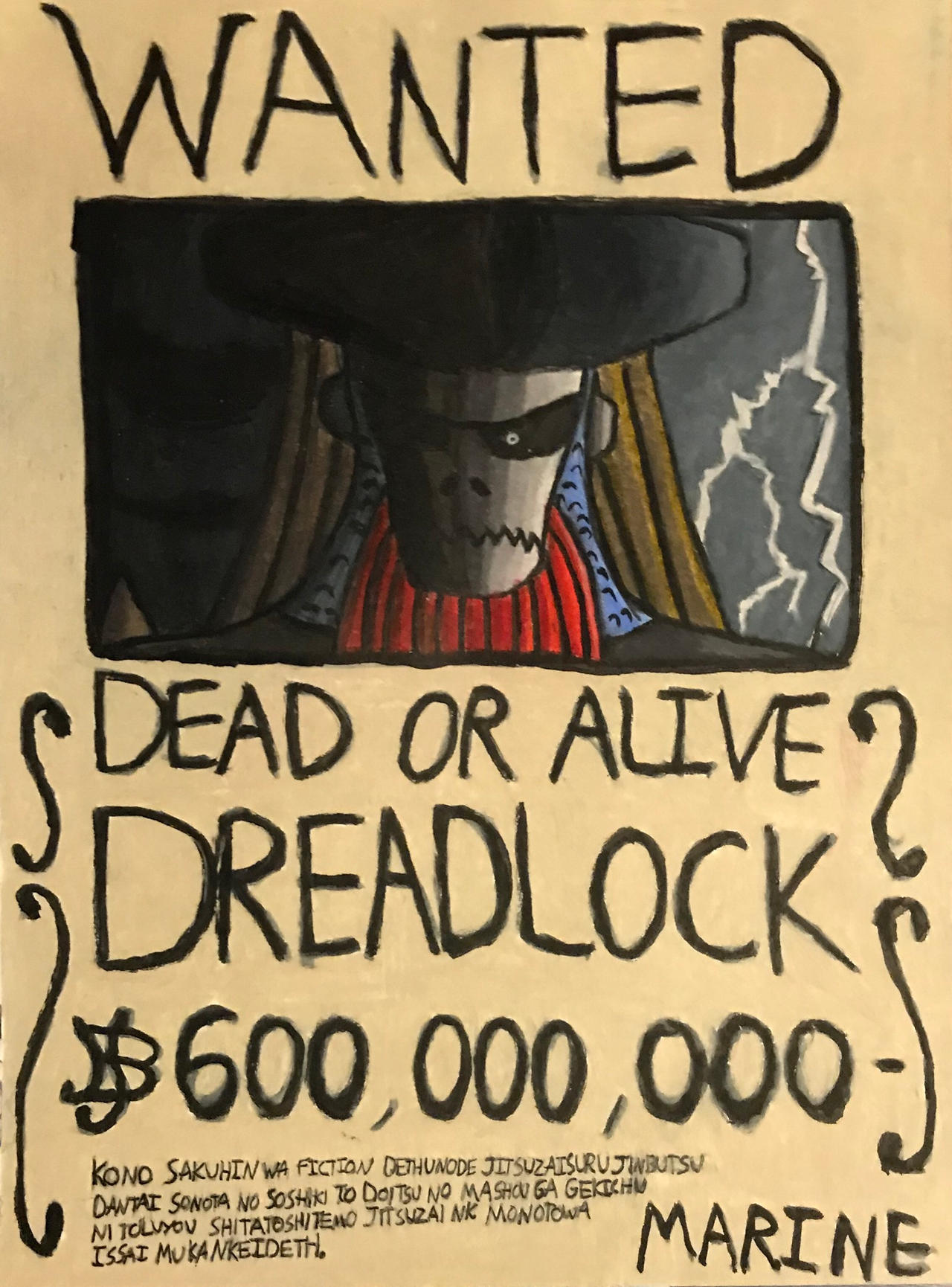 One Piece OCs: Dreadlock First Wanted Poster by TitanXecutor on DeviantArt